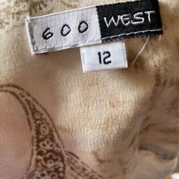 600 West Womens Jacket T-Shirt Ivory Paisley Buttons Stretch Embellished XL - Picture 6 of 8